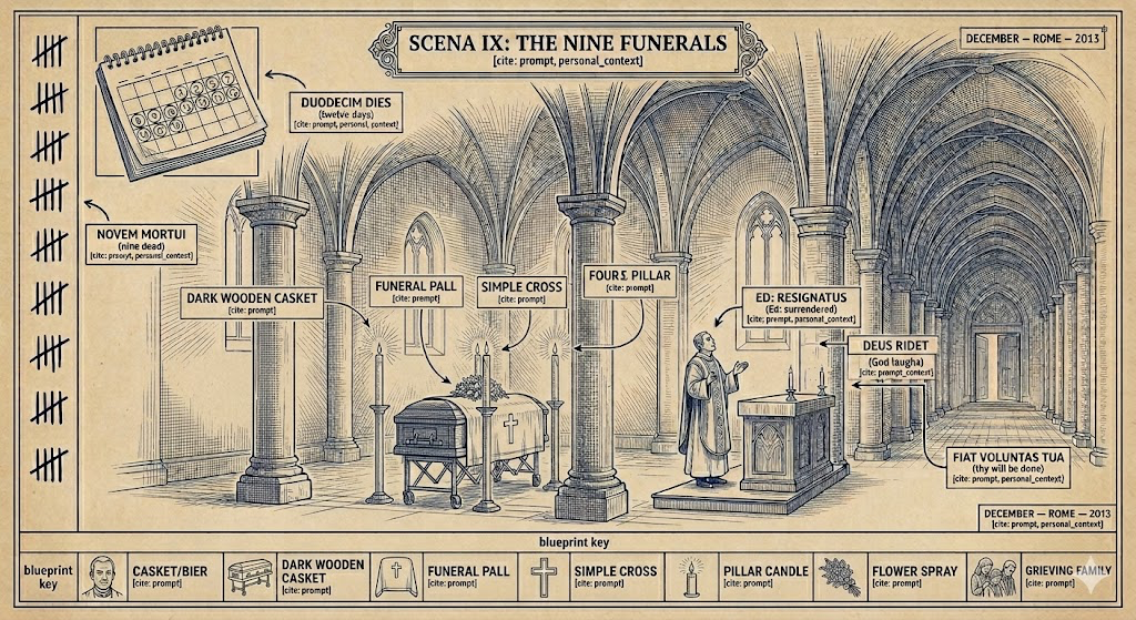 Scena IX: The Nine Funerals — December, Rome, twelve days